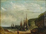 James Wilson Carmichael Boats on Shore painting